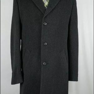 Jos A Bank Mens EXECUTIVE COLLECTION BLACK Trench Coat 100% MerinoWool 44L